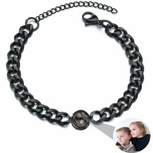100 Languages I Love You Projection Bracelet Customized Stainless Steel Hip Hop Bracelet Men's and Women's Cuban Chain Couple Bracelet