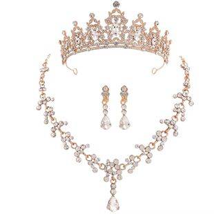 Bridal Crown Three-Piece Suit Korean Super Fairy Wedding Dress Accessories Light Luxury Wedding Banquet Jewelry Wholesale