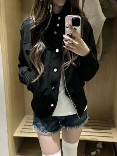 American retro-style stand-up collar suede jacket, women's new autumn collection, regular-fit, loose-fitting, short style, slimming effect, early autumn top