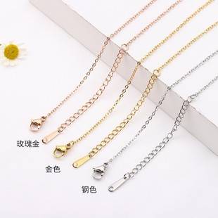 In-Stock Women's Titanium Steel Necklace O-Chain Lip Chain Flat Cross Stainless Steel Necklace with Multiple Length Specifications