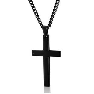 Promotional New Simple Cross Necklace Pendant Jewelry with Chain Cross-Border E-Commerce Aliexpress Simple Glossy Surface