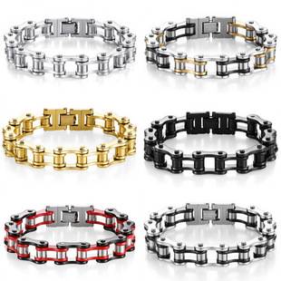 European and American Handmade Titanium Steel Bicycle Chain Bracelet Hip-Hop Motorcycle Chain Wholesale Women's Trendy Punk Style Bracelet Men's Accessories