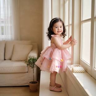 Carefully Selected Girls' Strap Princess Dress, New Summer Children's Clothing, Korean Style Mesh Dress for Babies, Children's Butterfly Dress