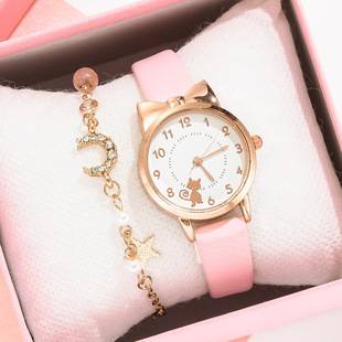 Children's Watch Waterproof Drop-Resistant Girl's Korean-Style Cute Girl's Pointed Cartoon Quartz Watch
