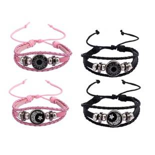 Foreign Trade Hot-Selling Sun and Moon Lovers Leather Bracelet Set Luminous Leather Bracelet Retro Multi-Layer Braided Luminous Bracelet