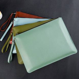 Portable Zipper Document Bag, Simple Large Capacity, Custom Printed Logo, Waterproof Contract Bill, Portable Leather Cosmetics Bag