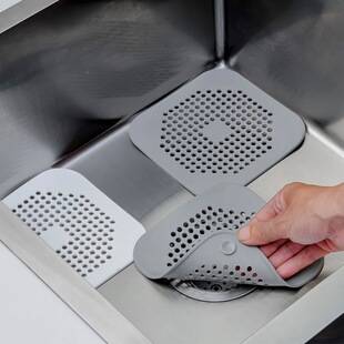 Silicone Floor Drain Mat Household Kitchen Sink Anti-Clogging Filter Sticker Bathroom Sewer Hair Suction Cup Filter