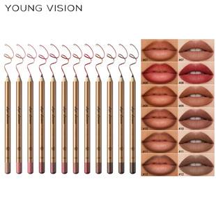 Young Vision 12-Color Matte Lip Liner in Nude Tones, Easy-To-Use Lipstick Pencil for Contouring Lip Shape