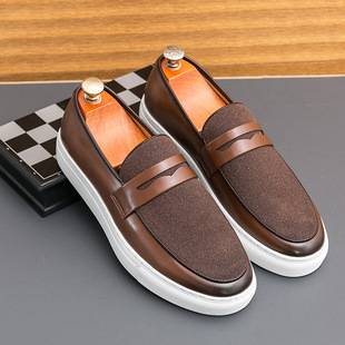 Wholesale Trendy British Style Leather Shoes for Men 2024 Summer New Breathable Versatile Casual Men's Shoes Loafers