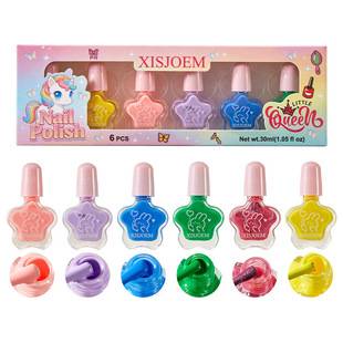 Cross-Border Supply of Children's Water-Based Odorless Peelable Nail Polish Set, No-Bake Multi-Color Cartoon Tear-Off Nail Polish Set