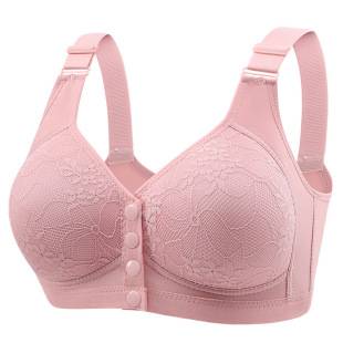 New Fixed Cup Front Open Buckle Bra Middle-aged and Elderly Mother's Beautiful Back Gathering Anti-sagging Women's Bra without Rings