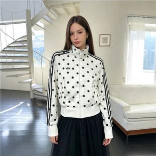 European and American Cross-Border Foreign Trade 26Ss Spring New Striped Polka Dot Stand Collar Jacket Women's Slim Fit Sports Sun Protection Jacket