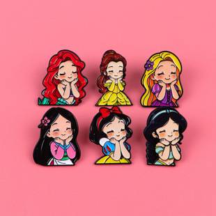 Princess Brooch Cartoon Metal Badge Creative Cute Baby Medal Clothing Brooch Accessory Brooch