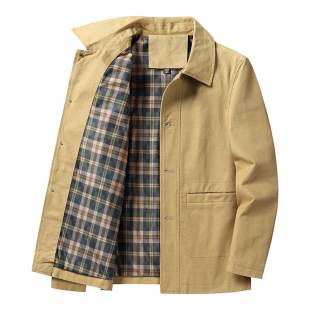 Cross-border suppliers wholesale spring and autumn washed cotton foreign trade jacket men's overcoat men's lapel middle-aged and elderly