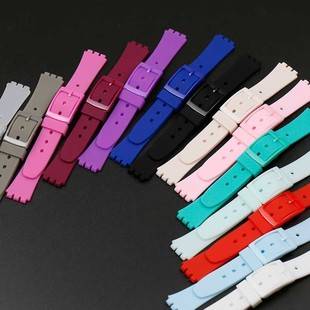 Silicone Strap Men's and Women's Watch Accessories Pin Buckle 12mm Suitable for Swatch Sports Waterproof Silicone Bracelet