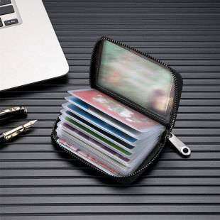 New Pu Leather Anti-Theft Men's Card Holder, Women's Daily Compact Portable Ultra-Thin Anti-Magnetic Bank Card Holder Coin Purse
