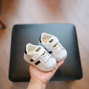 Little Step Baby Toddler Shoes 2025 Autumn Boys' Sneakers Girls' Shoes Shell Toe White Shoes Baby Soft Sole