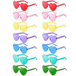 Candy-Colored Heart-Shaped Sunglasses, Personalized One-Piece Design, Wholesale from Manufacturer, New Model, Cross-Border Party Glasses, Photo Props