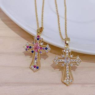 Ins Vintage Cross Pendant Necklace Distinctive Creative New Necklace Light Luxury Fashion Simple Commemorative Gift