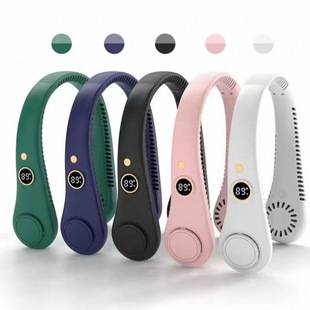 Cross-border five-gear digital display neck fan silent outdoor sports USB small fan bladeless neck fan mini