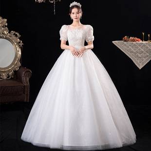 French-Style Wedding Dress 2026 New Autumn and Winter Short-Sleeve White Bride's Palace-Style Dreamy Slim-Fit Floor-Length Wedding Gown
