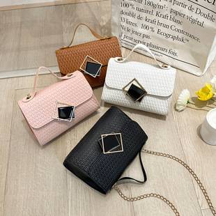 Foreign Trade Small Bag Female Bag Chain Embossed Small Square Bag 2023 New Women's Niche Hand-Carrying Shoulder Crossbody Bag