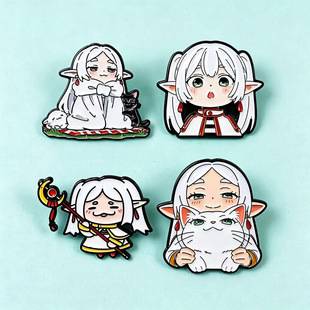 Frieren the Funeralist Cartoon Anime Brooch Cute Character Creative Alloy Badge Bag Clothing Accessories in Stock