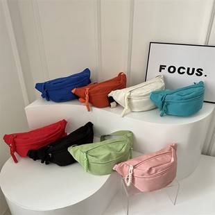 Summer Oxford Cloth Casual Candy Color Shoulder Bag 2024 New Trend Women's Chest Bag Fashion Crossbody Small Backpack