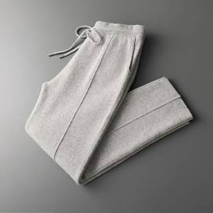 New thickened casual sports outerwear cashmere pants men's style slimming knitted cardigan loose warm pants wool pants