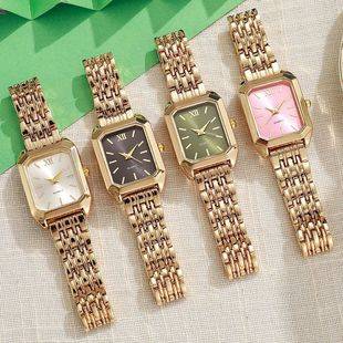 2025 New Model Dial Light Luxury Steel Band Women's Watch Student Fashion Simple Square Quartz Wristwatch Wholesale