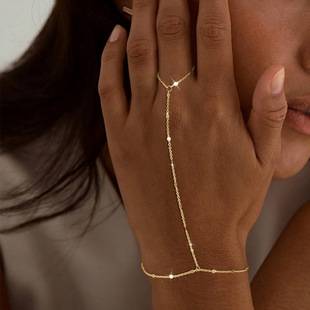 Cross-Border Bohemian Style Personalized Copper Bead Chain for Women, Simple and Versatile Sequin Finger Bracelet, Amazon's Best-Selling Jewelry