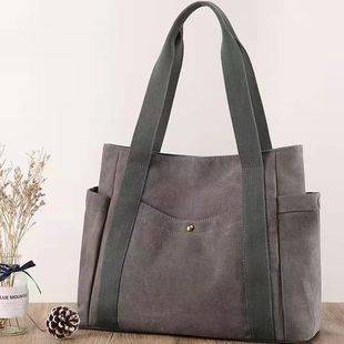 Canvas Bag 2024 New Style Old-Fashioned Portable Versatile Mom Bag Wear-Resistant, Strong and Practical Canvas Tote Bag