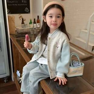 Girls' 2026 New Spring and Autumn Jacket, Baby Casual Fashionable Baseball Jacket, Children's Long Sleeve Top