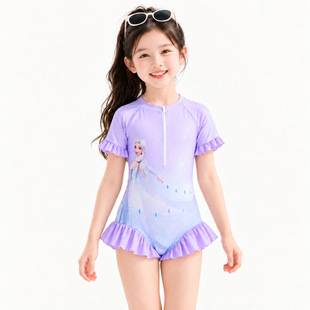 Girls' Swimsuit Kidsren's Princess Elsa 2026 New Summer Baby One-Piece Sun Protection Quick-Drying Little Girl Swimsuit