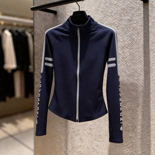 Sporty Stand Collar Zipper Jacket for Women, Long Sleeve Slim Fit, 2026 New Model, Slimming Striped Plus Size Commuting Jacket