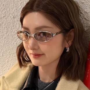 2026 Model Gm Sunglasses Wang He D Same Style Moody Futuristic Metal Cat-Eye Old Money Style Sunglasses Oval 1022