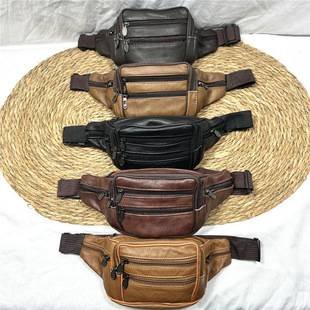 Men's Casual Leather Waist Bag Cross-Border Supply from Baigou Manufacturer Wholesale Crossbody Shoulder Bag Casual Leather Bag