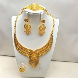 Dubai's best-selling 24k gold-plated jewelry, Vietnamese and Indian accessories wholesale, bridal necklaces, bracelets, rings, and earring sets