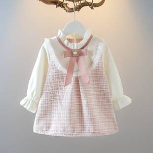 Powerful Factory Children's Clothing Girls' Dress Small Fragrant Princess Skirt Baby Fake Two-Piece Western Style Dress Dropshipping