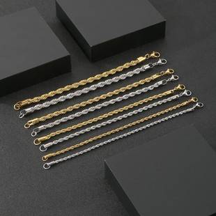 Versatile Cross-Border Twist Rope Bracelet, European and American Simple and Trendy 18K Gold Stainless Steel Twist Chain Jewelry for Men and Women