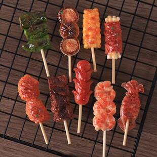 Creative realistic simulation of delicious barbecue skewers DIY resin accessories for dollhouse toy decorations