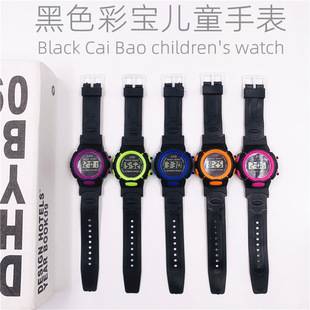 Factory Direct Sales Popular Cartoon Watch for Children Boys and Girls Black Color Circle Colorful Treasure Electronic Watch Cross-Border Hot Model