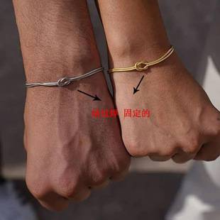 Valentine's Day Titanium Steel Bracelet Stainless Steel Couple Bracelet Cross-Border Handmade Knotted Jewelry European and American New Style Knotted Snake Bone