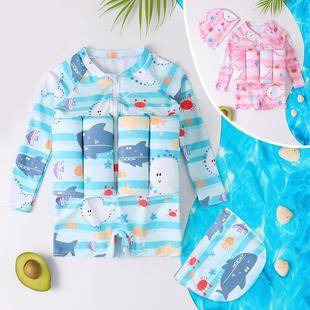 Children's Buoyancy Swimwear Girls Boys and Girls Cute Baby Long Sleeve Sunscreen Surf Floating Vest Swimwear