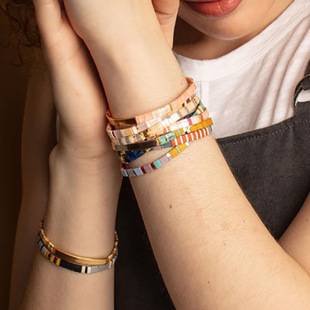 Cross-Border Bohemian Retro Ethnic Style Women's Beaded Bracelet Multi-Layered Tila Bead Bracelet Elastic Bracelet