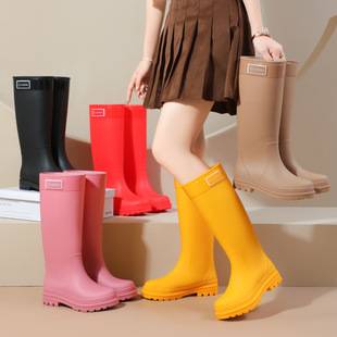 Cross-Border Foreign Trade Thickened Rain Boots for Women, High-Tube Waterproof Shoes, Non-Slip Fashionable Rubber Shoes, Factory Wholesale in Yunnan