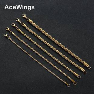 2mm 3mm4mm 5mm 6mm Stainless Steel Twist Chain Bracelet European and American HipHop Hip Hop Jewelry Vacuum Plating