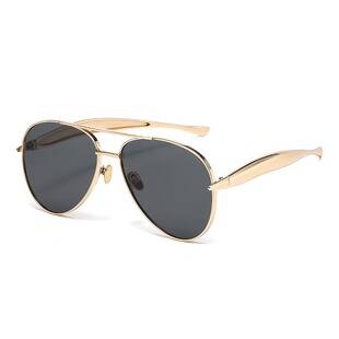 2025 New Metal Toad-Shaped Sunglasses Retro Plain Sunglasses High-End Female Street Style Trendy Sunglasses
