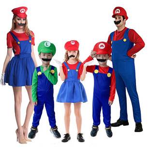 Super Mario cosplay costume parent-child outfit children's Mario Luigi anime role-playing performance costume