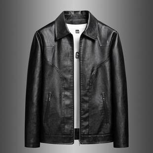 40-140kg Plus Size Casual Leather Jacket for Men, Autumn and Winter, Fleece Lined, Thickened, Versatile, Windproof, Warm Coat, Trendy